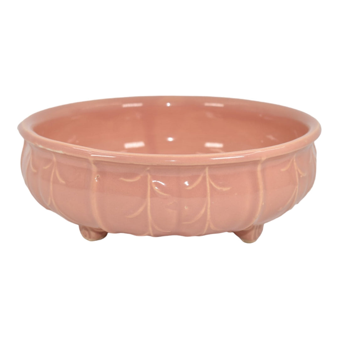 McCoy 1945 Mid Century Modern Pottery Coral Pink Ceramic Flower Planter Bowl 71