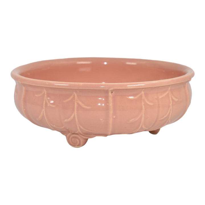 McCoy 1945 Mid Century Modern Pottery Coral Pink Ceramic Flower Planter Bowl 71