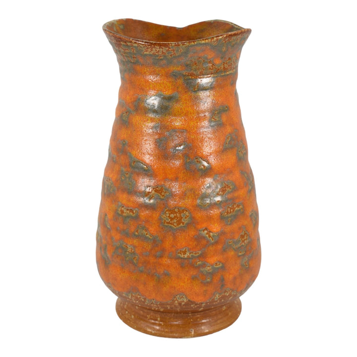 Royal Haeger 1970s Modern Deco Art Pottery Orange Peel Lava Glaze Vase 4207-13