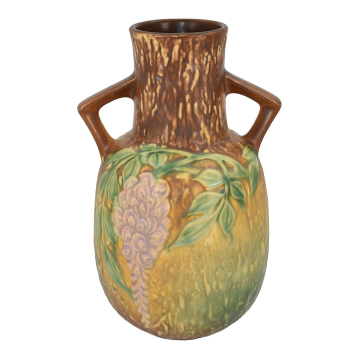 Roseville Wisteria Tan 1933 Vintage Arts And Crafts Pottery Ceramic Vase 638-9