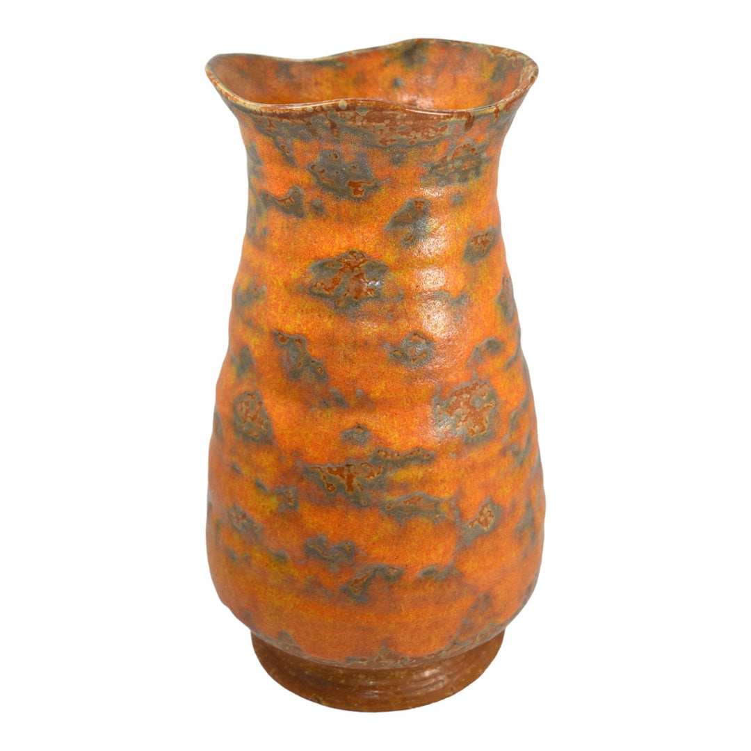 Royal Haeger 1970s Modern Deco Art Pottery Orange Peel Lava Glaze Vase 4207-13 - Just Art Pottery