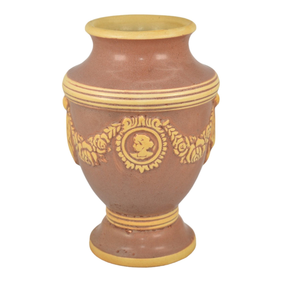 Brush McCoy Vestal Duo-Tone 1933 Vintage Art Pottery Brown Ceramic Vase 726-8 - Just Art Pottery