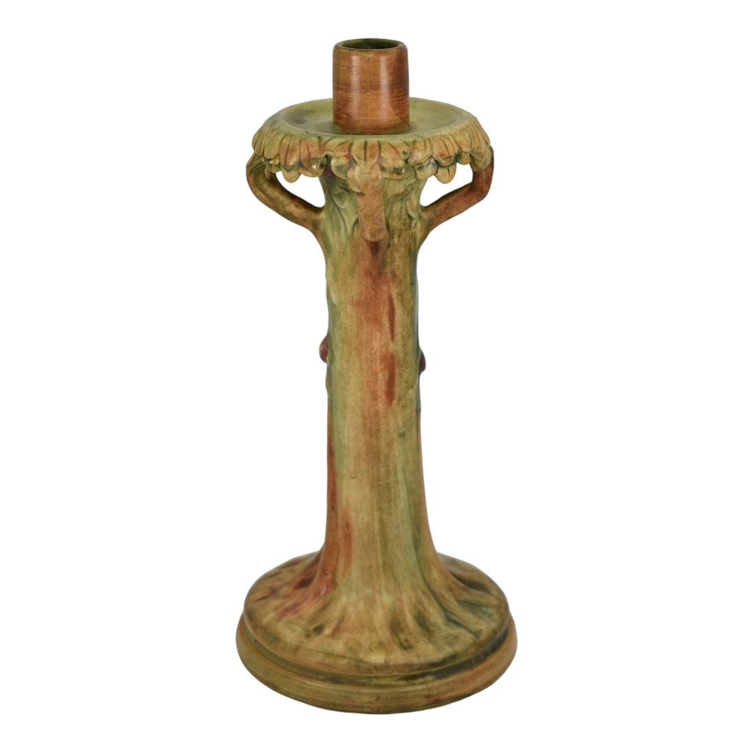 Weller Woodcraft 1920s Vintage Art Deco Pottery Green Tan Ceramic Candle Holder