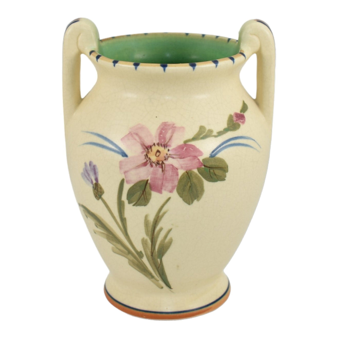 Weller Bonito 1927-33 Art Deco Pottery Hand Painted Floral Vase (Pillsbury)