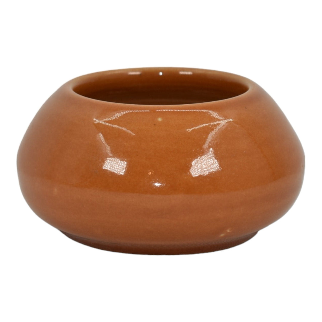 North Dakota School of Mines UND Vintage Art Pottery Orange Ceramic Vase Bowl