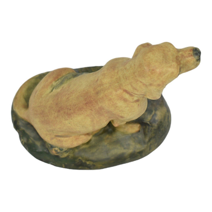 Weller Muskota 1913-20s Art Pottery Hunting Dog With Bird Figurine Statue