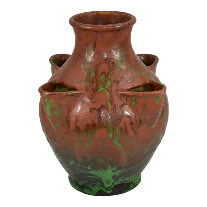 Weller Greora 1930s Art Deco Pottery Brown Green Ceramic Strawberry Pot
