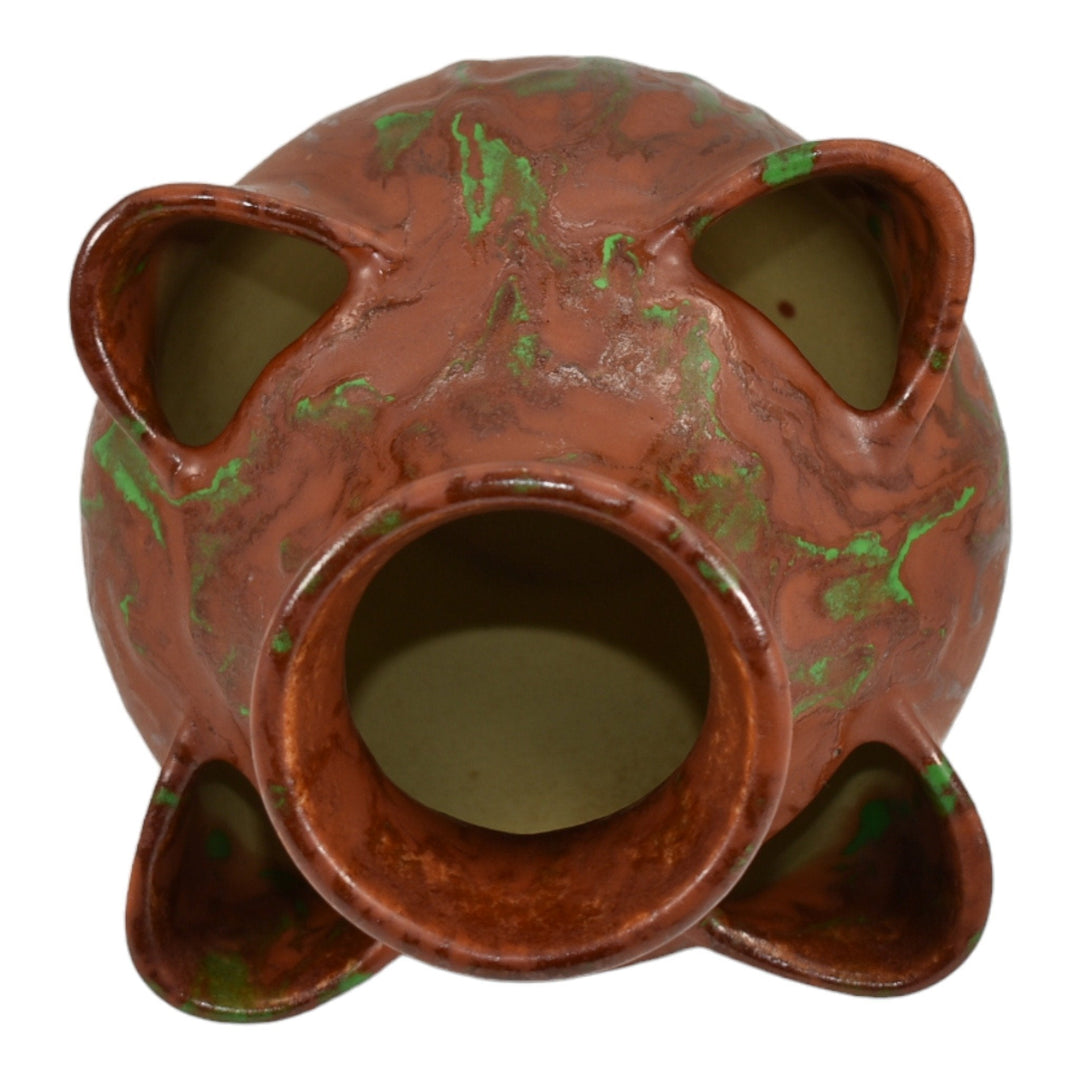 Weller Greora 1930s Art Deco Pottery Brown Green Ceramic Strawberry Pot