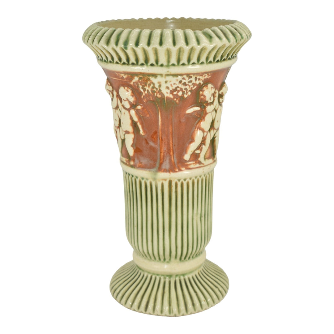 Roseville Donatello Green And Ivory 1916 Vintage Art Pottery Ceramic Vase 113-12