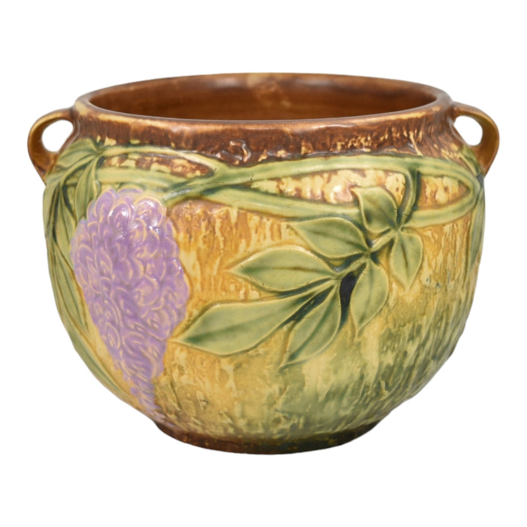 Roseville Wisteria Tan 1933 Vintage Art Pottery Ceramic Jardiniere Planter 628-6