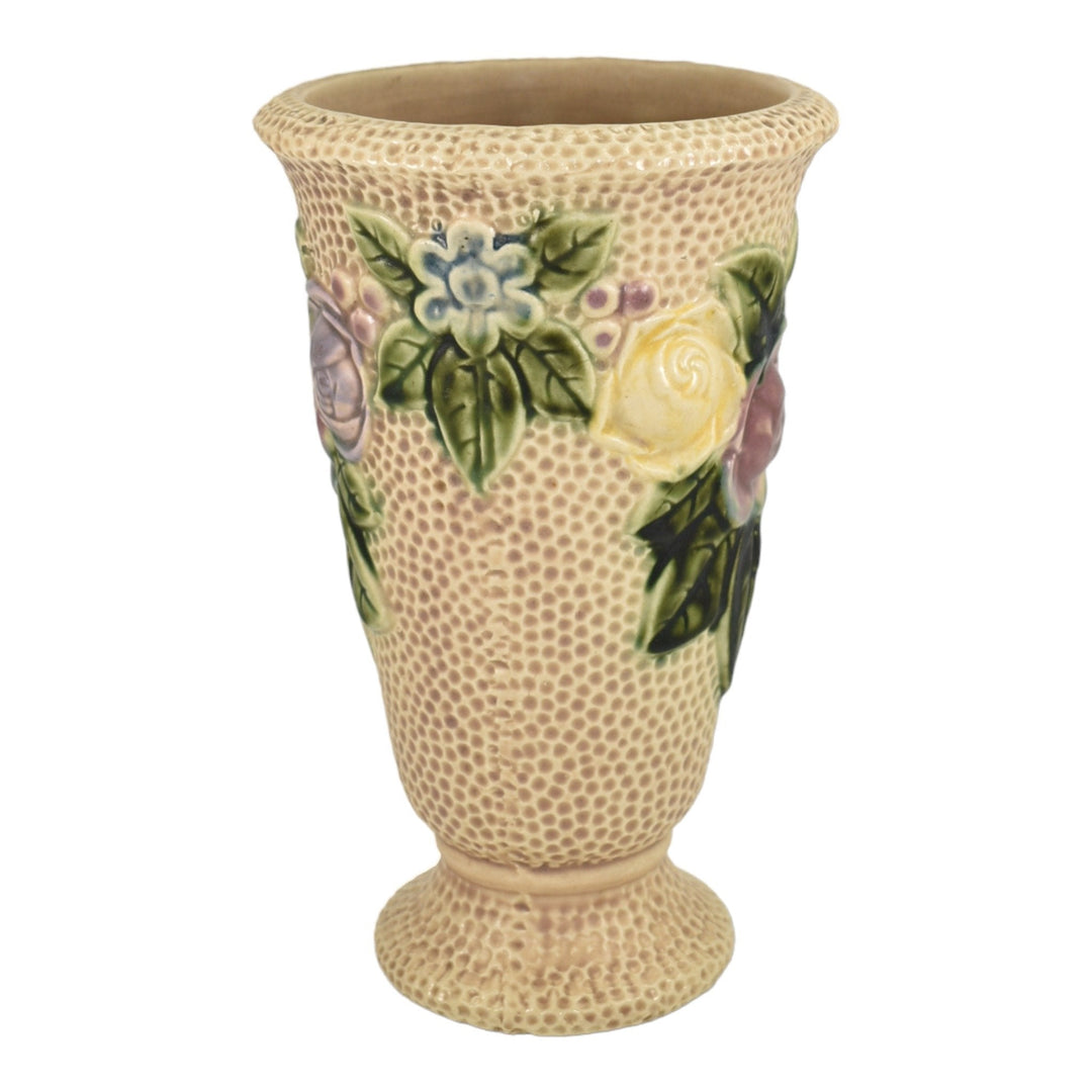 Roseville Rozane 1917 Vintage Art Pottery Floral Ivory Tint Ceramic Vase