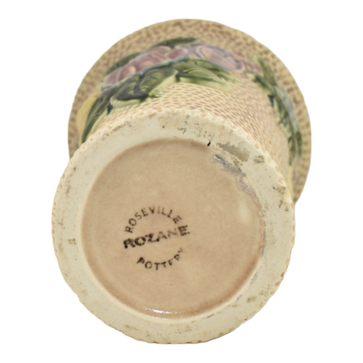 Roseville Rozane 1917 Vintage Art Pottery Floral Ivory Tint Ceramic Vase