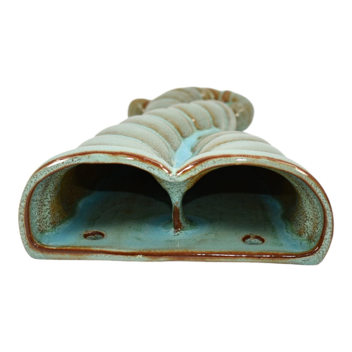 Nicodemus Vintage Mid Century Modern Pottery Blue Twisted Horns Wall Pocket 79