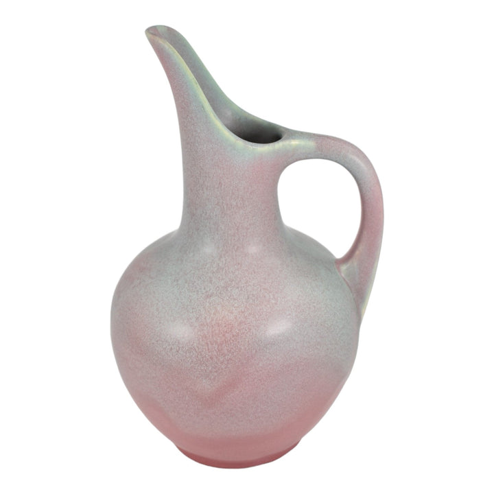 Muncie 1920s Vintage Art Deco Pottery Matte Green Over Rose Ceramic Ewer 136 - Just Art Pottery