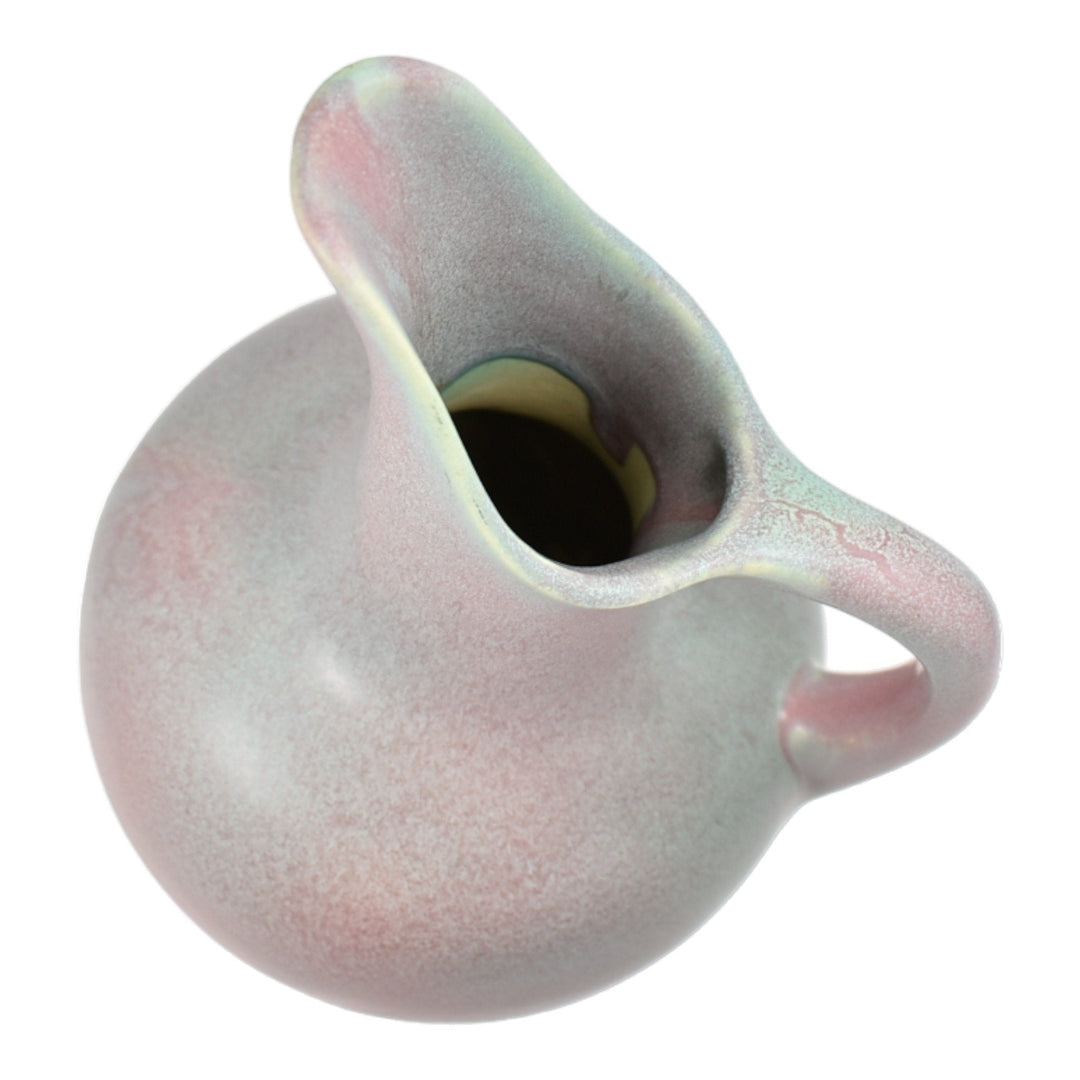 Muncie 1920s Vintage Art Deco Pottery Matte Green Over Rose Ceramic Ewer 136 - Just Art Pottery