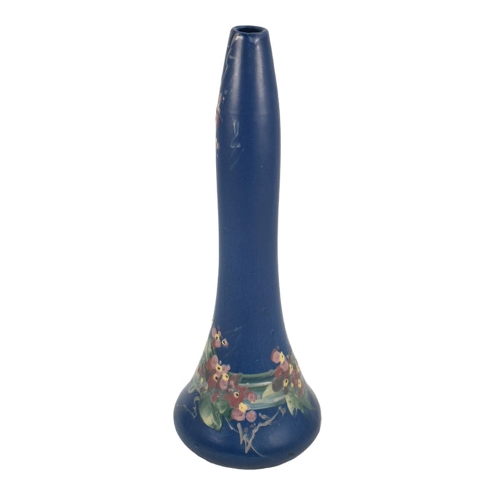 Weller Hudson Blue And Decorated 1920s Pottery Hand Painted Ceramic Bud Vase