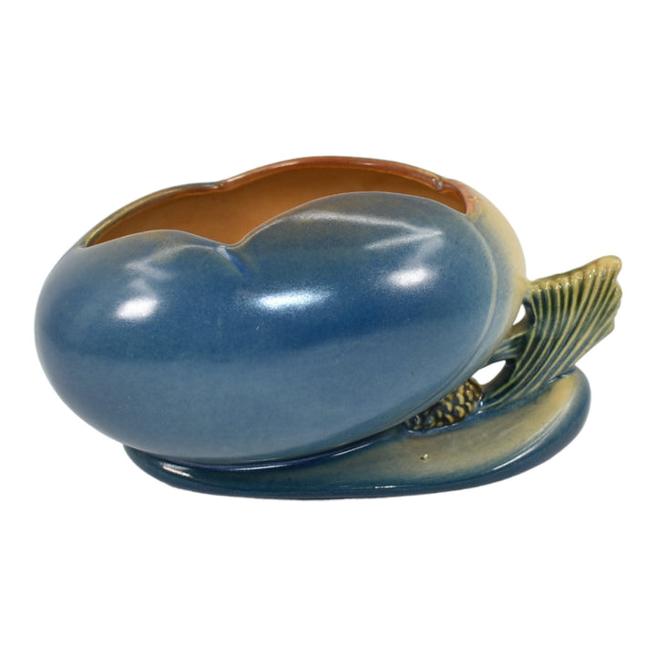 Roseville Pine Cone Blue 1940 Mid Century Modern Pottery Ceramic Planter 456-6