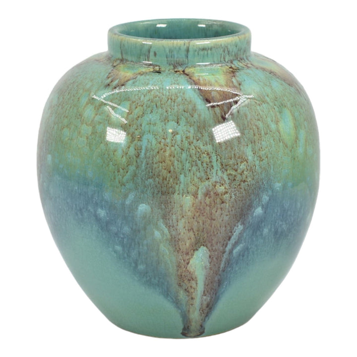Weller 1920s Vintage Deco Pottery Green Flowing Glaze Ceramic Factory Lamp Base