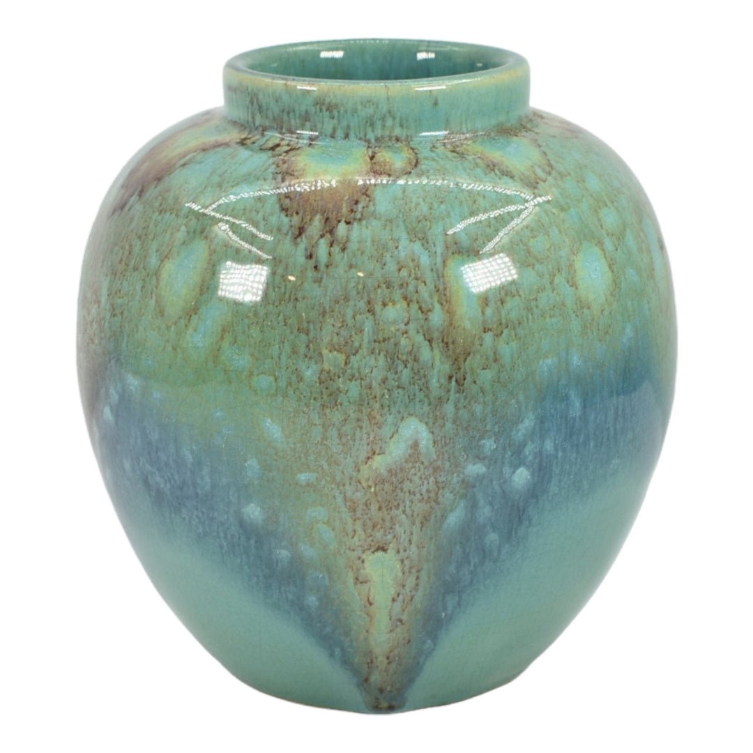 Weller 1920s Vintage Deco Pottery Green Flowing Glaze Ceramic Factory Lamp Base
