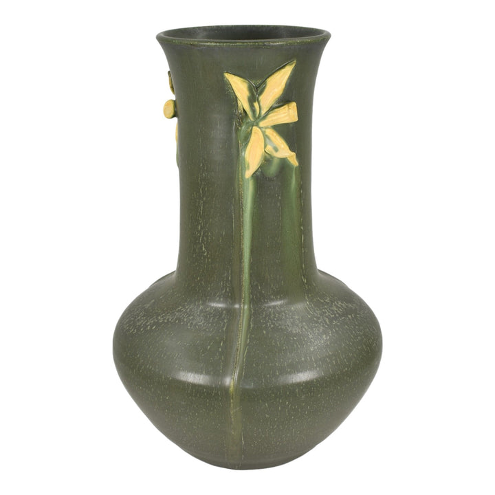 Door Studio 2022 Art Pottery Yellow Daffodil Green Ceramic Vase Draves