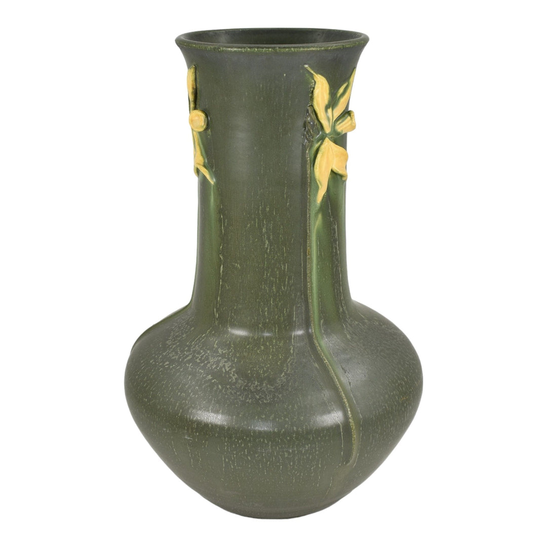 Door Studio 2022 Art Pottery Yellow Daffodil Green Ceramic Vase Draves