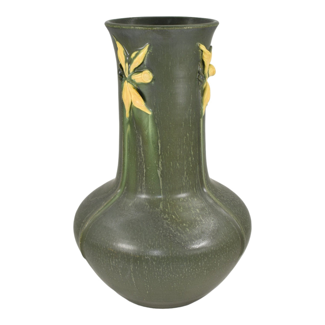 Door Studio 2022 Art Pottery Yellow Daffodil Green Ceramic Vase Draves