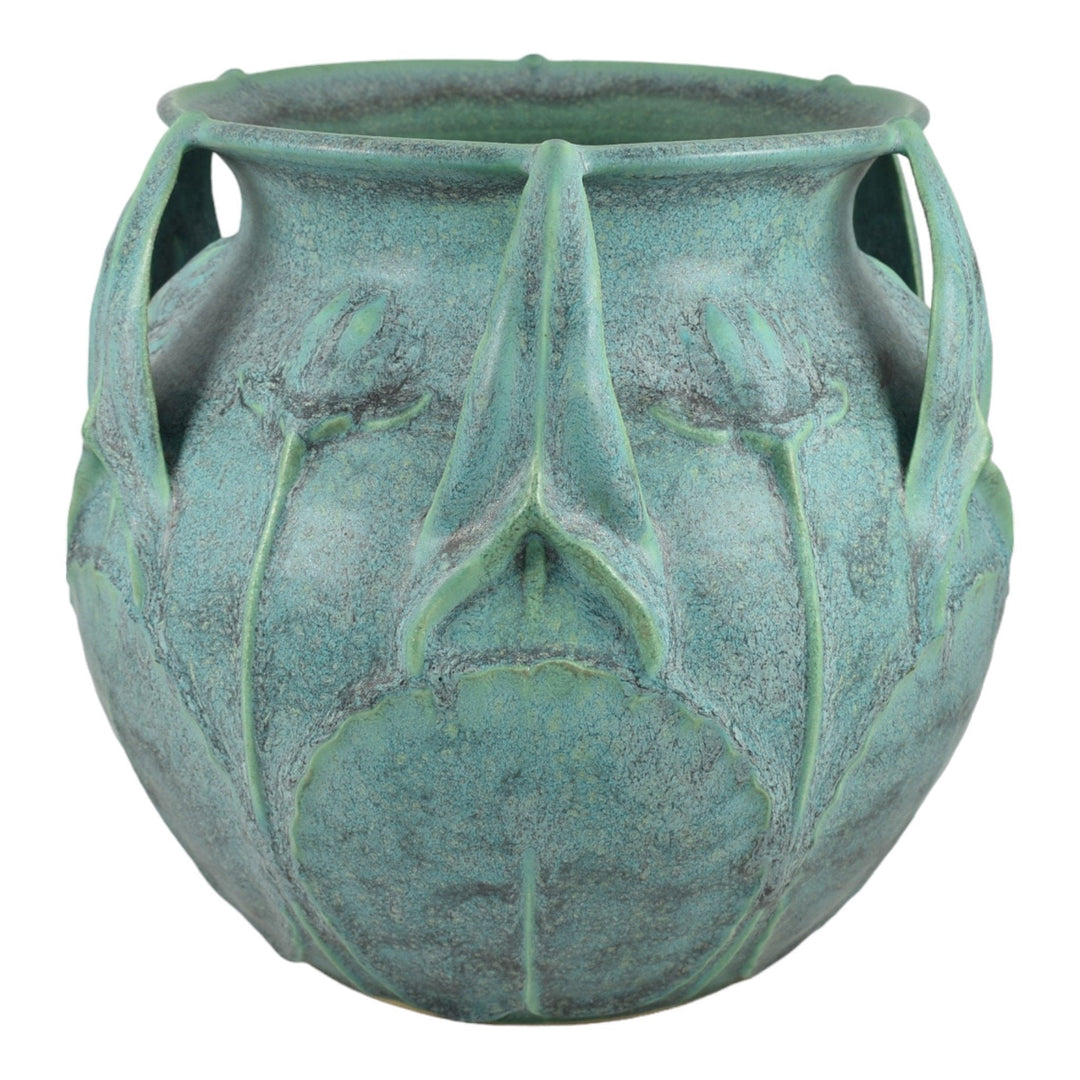 Jemerick Pottery 2007 Arts And Crafts Six Handled Green Ceramic Vase