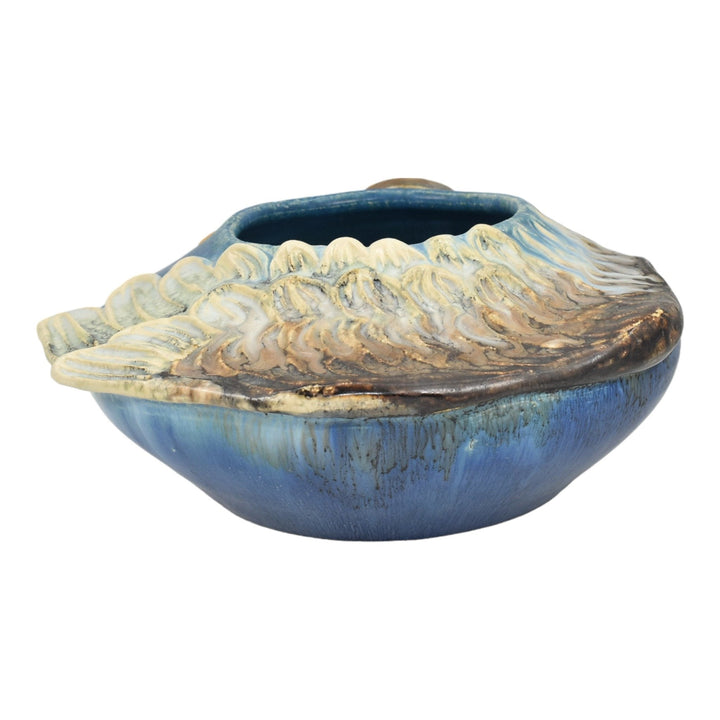 Jesse Wolf Studio 2008 Contemporary Hand Made Pottery Pelican Blue Ceramic Bowl - Just Art Pottery