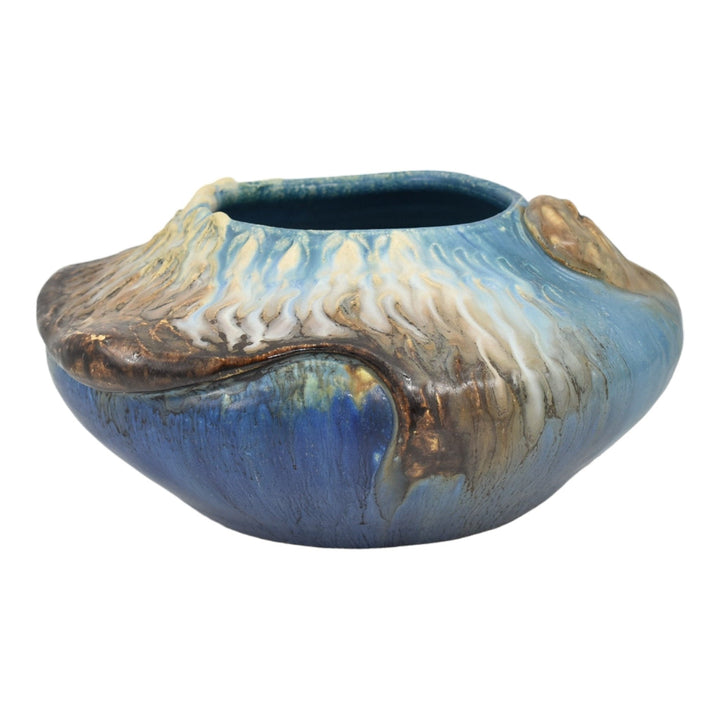 Jesse Wolf Studio 2008 Contemporary Hand Made Pottery Pelican Blue Ceramic Bowl - Just Art Pottery
