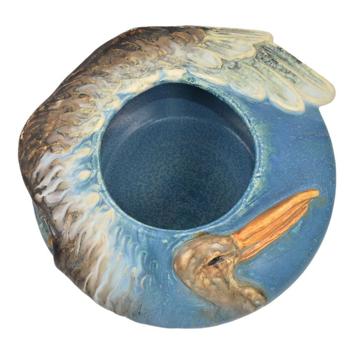 Jesse Wolf Studio 2008 Contemporary Hand Made Pottery Pelican Blue Ceramic Bowl - Just Art Pottery