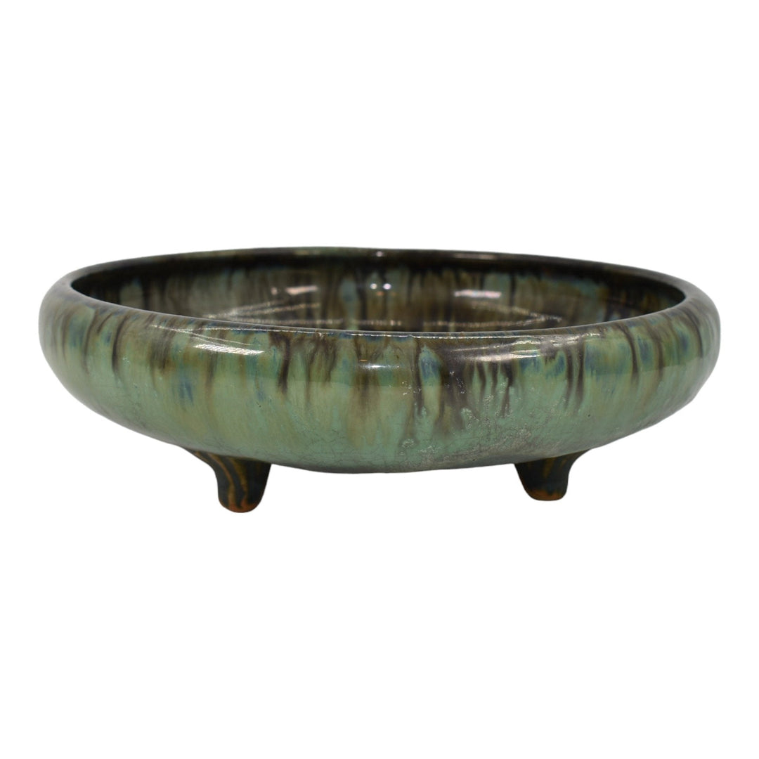 Fulper 1909-17 Arts And Crafts Pottery Green Brown Flambe Three Footed Bowl 401