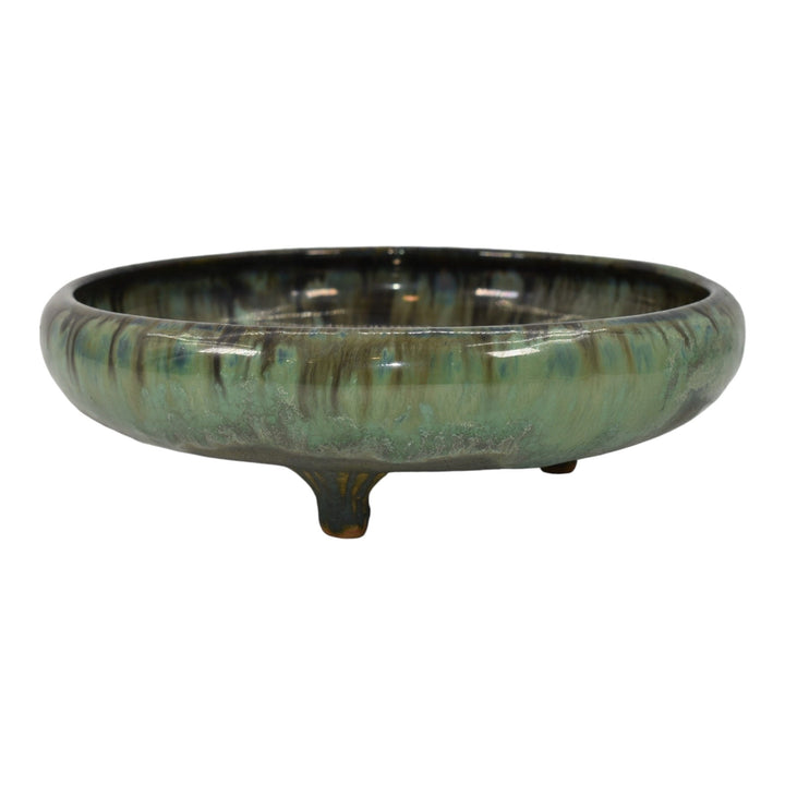 Fulper 1909-17 Arts And Crafts Pottery Green Brown Flambe Three Footed Bowl 401