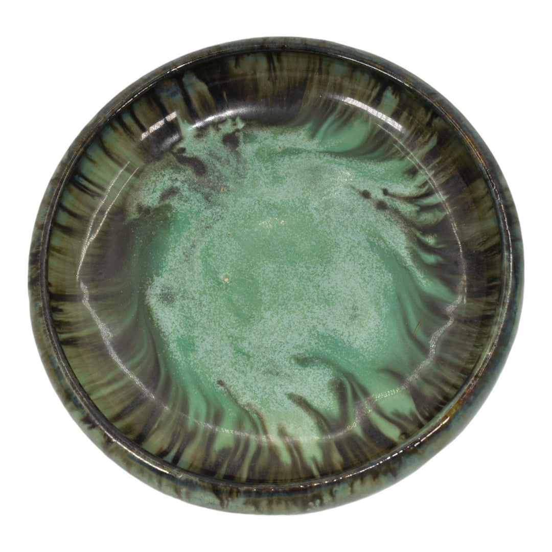 Fulper 1909-17 Arts And Crafts Pottery Green Brown Flambe Three Footed Bowl 401