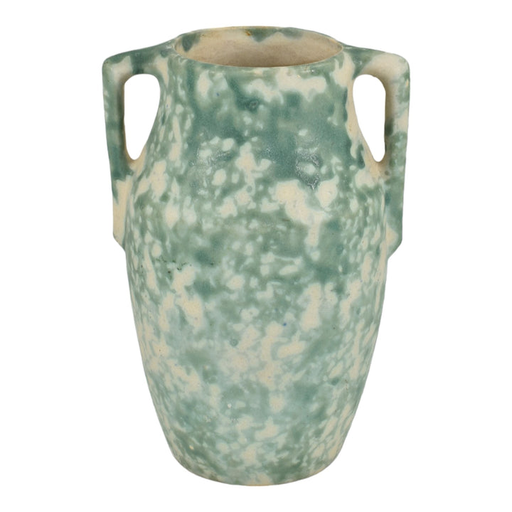 Burley Winter 1930s Vintage Art Pottery Mottled Green Ceramic Vase 59