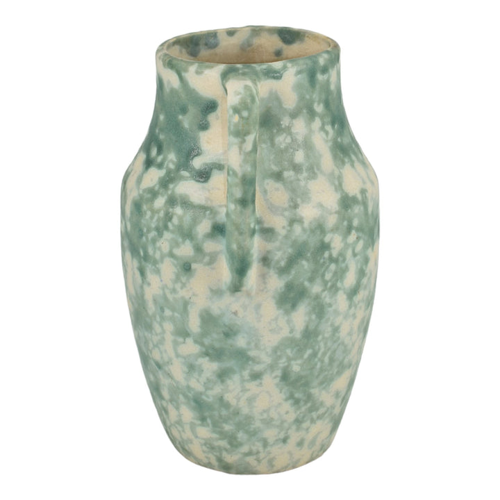 Burley Winter 1930s Vintage Art Pottery Mottled Green Ceramic Vase 59