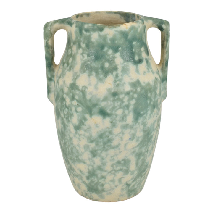 Burley Winter 1930s Vintage Art Pottery Mottled Green Ceramic Vase 59