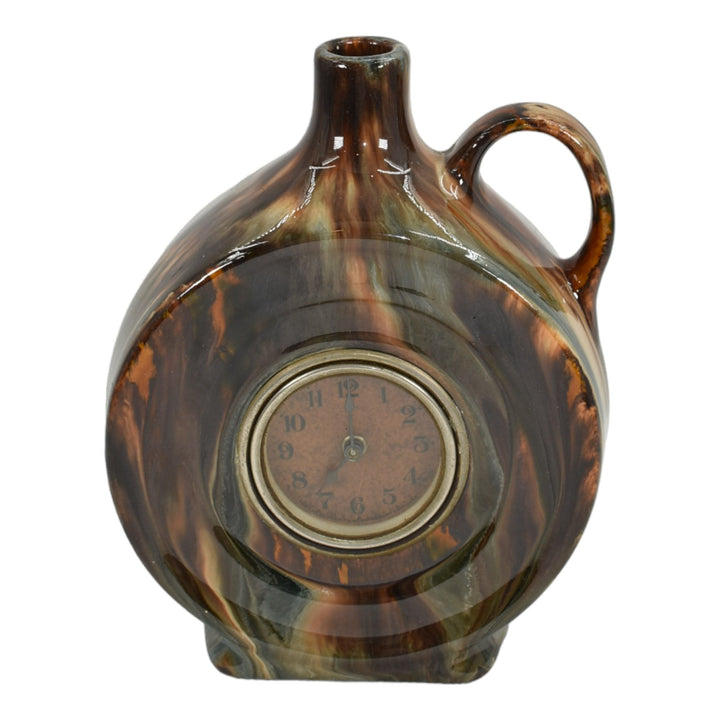 Brush McCoy 1930s Vintage Art Pottery Brown Onyx Blended Jug Time Clock 333