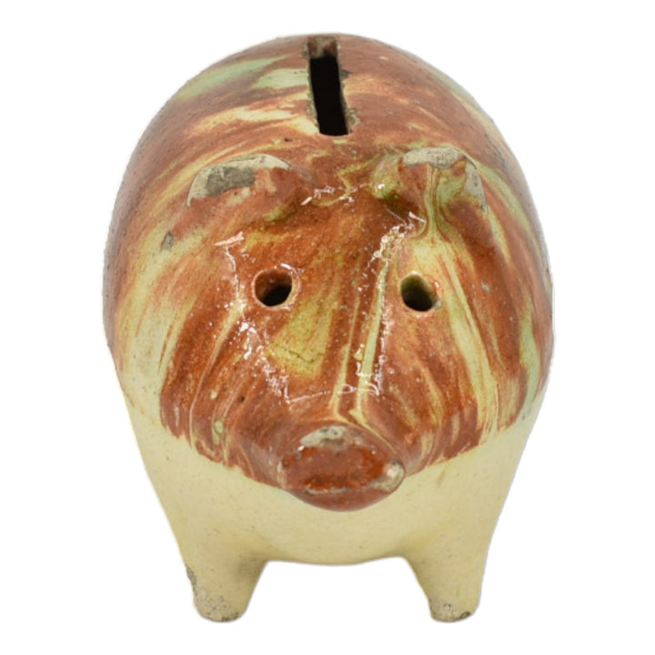 American Vintage Pottery Majolica Blended Ceramic Stoneware Pig Coin Bank