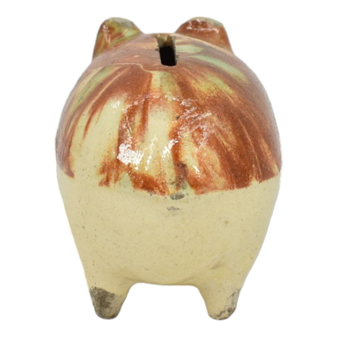 American Vintage Pottery Majolica Blended Ceramic Stoneware Pig Coin Bank