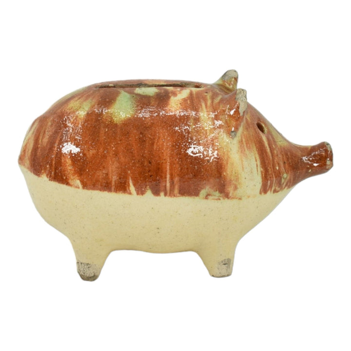 American Vintage Pottery Majolica Blended Ceramic Stoneware Pig Coin Bank