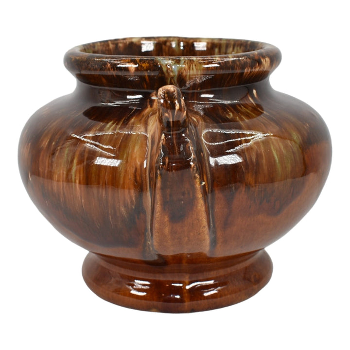 Brush McCoy 1930s Vintage Art Deco Pottery Brown Onyx Blended Ceramic Urn Vase