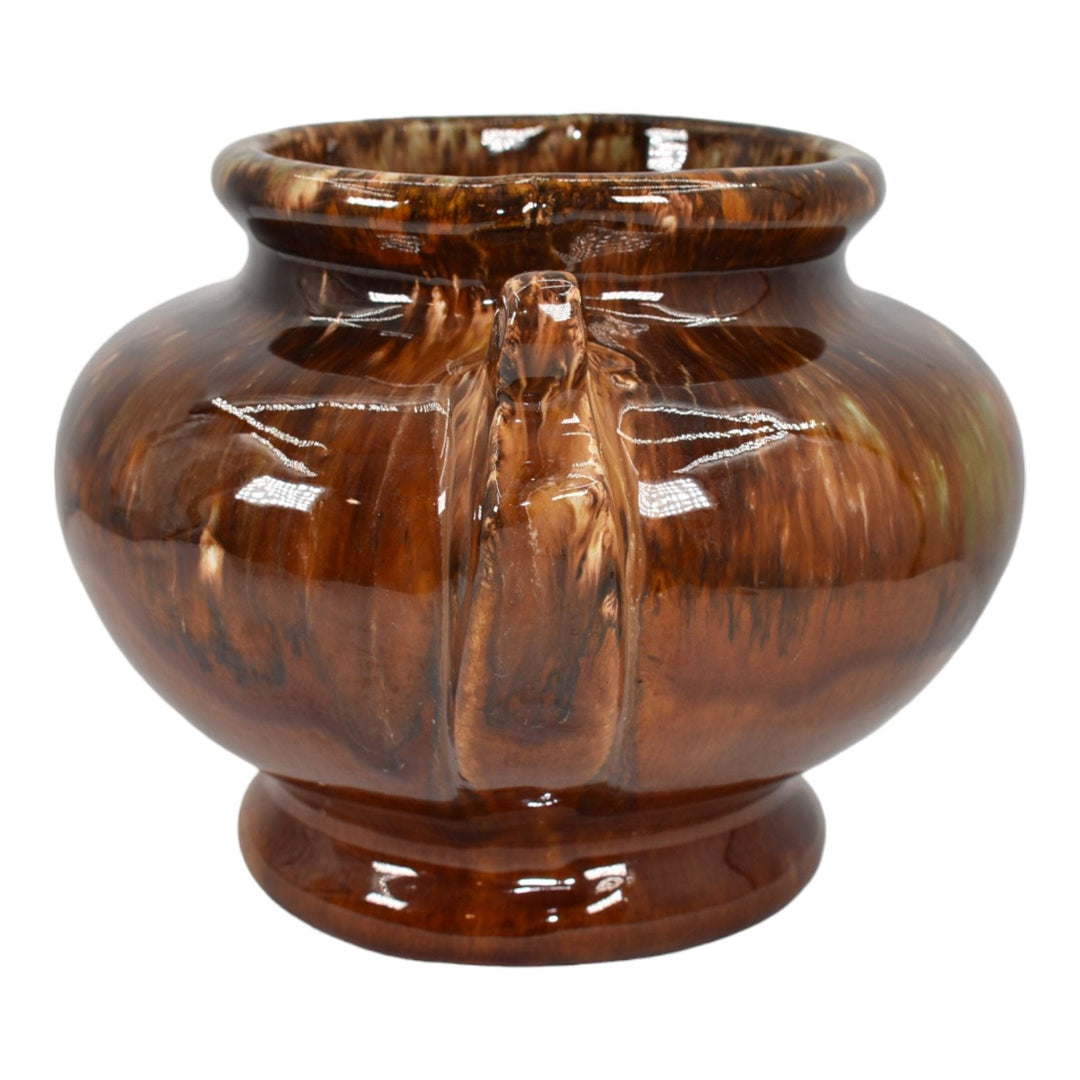 Brush McCoy 1930s Vintage Art Deco Pottery Brown Onyx Blended Ceramic Urn Vase