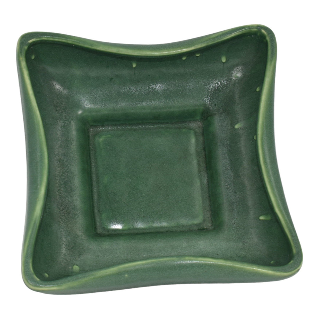 McCoy Silhouette Line 1961 Art Pottery Green Square Bowl Planter Dish 1101