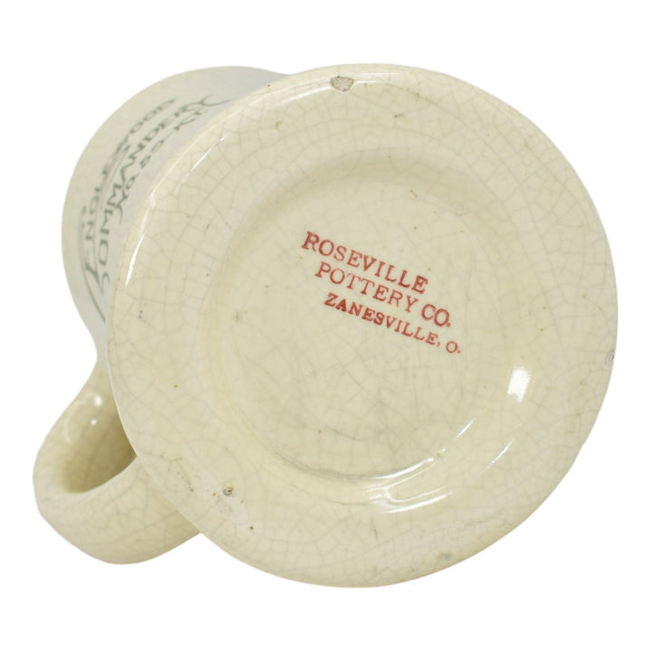 Roseville Creamware Englewood Commander Ivory 1915 Vintage Pottery Souvenir Mug