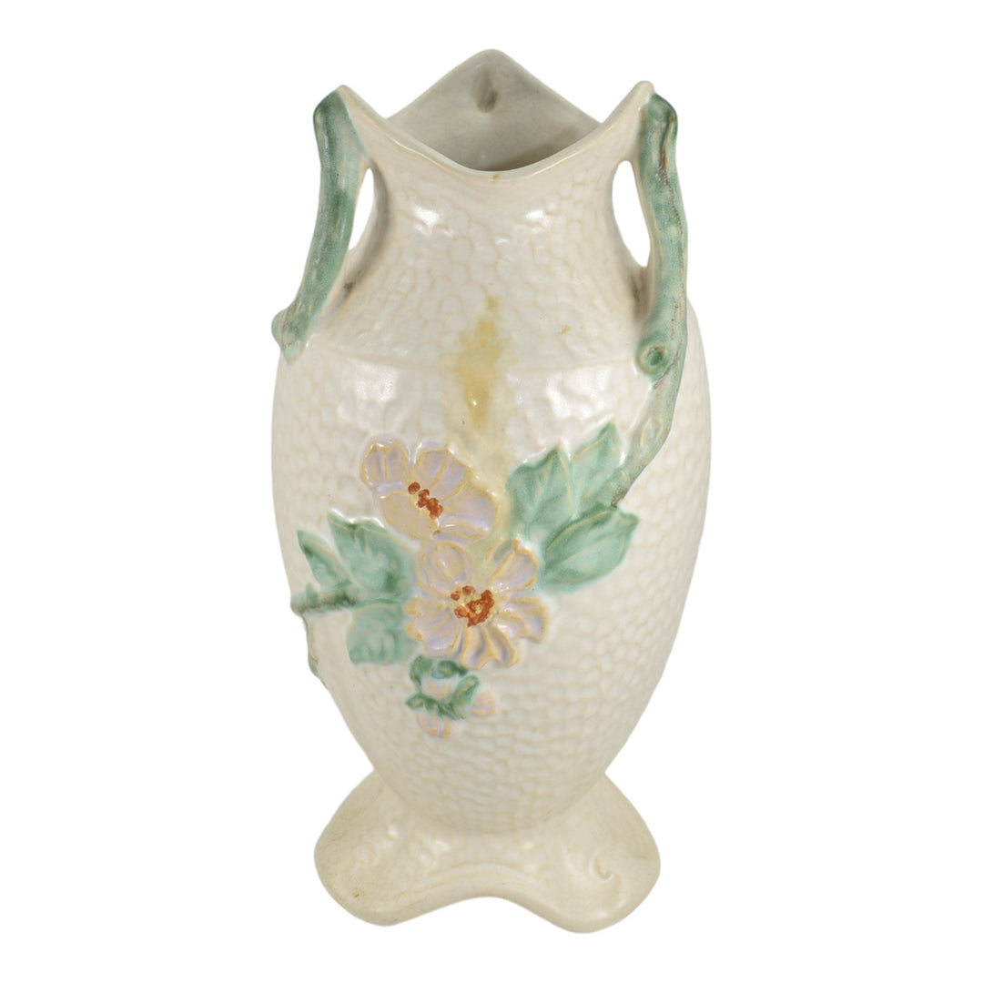 Weller Delsa 1930s Vintage Art Deco Pottery Pink Floral Handled Ceramic Vase