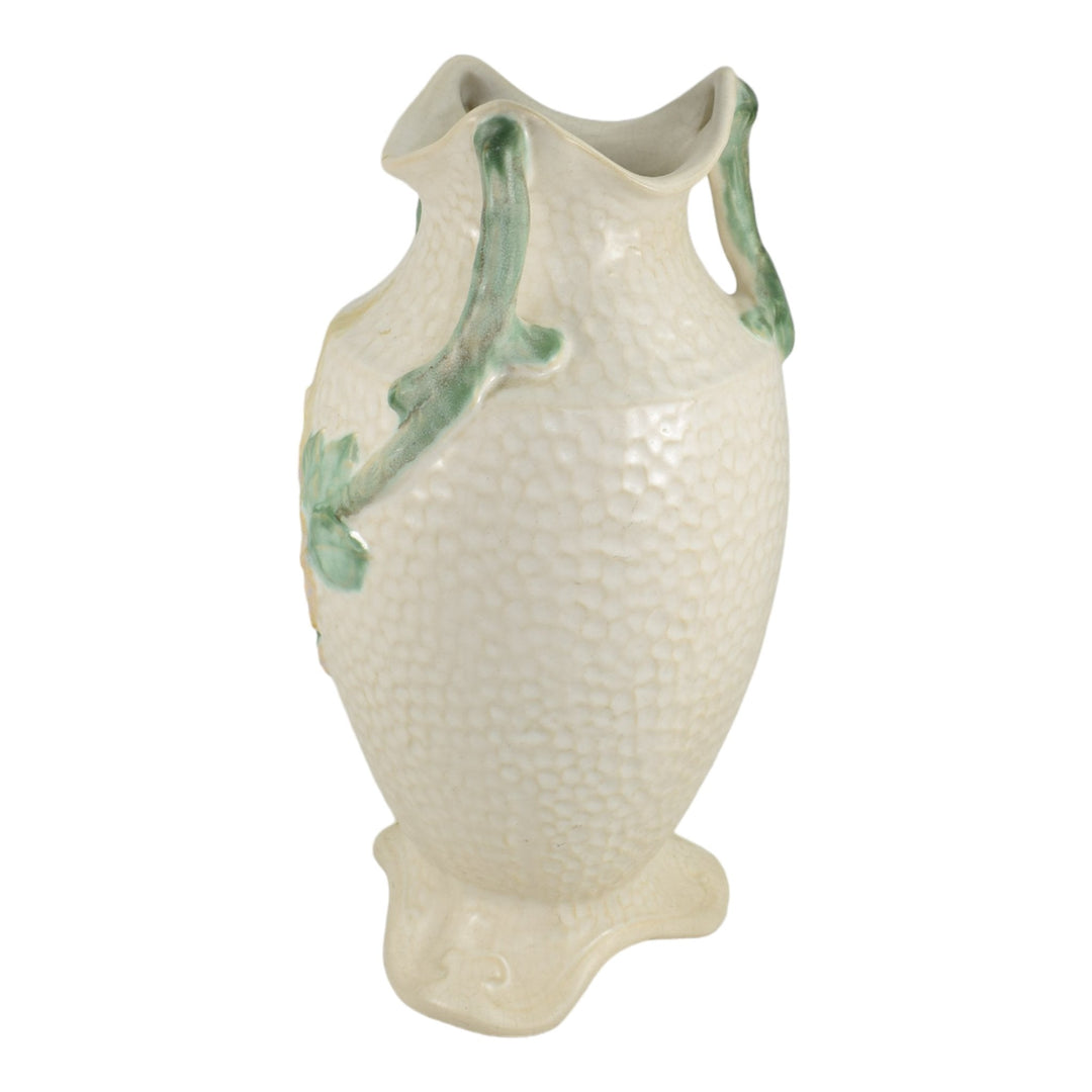 Weller Delsa 1930s Vintage Art Deco Pottery Pink Floral Handled Ceramic Vase