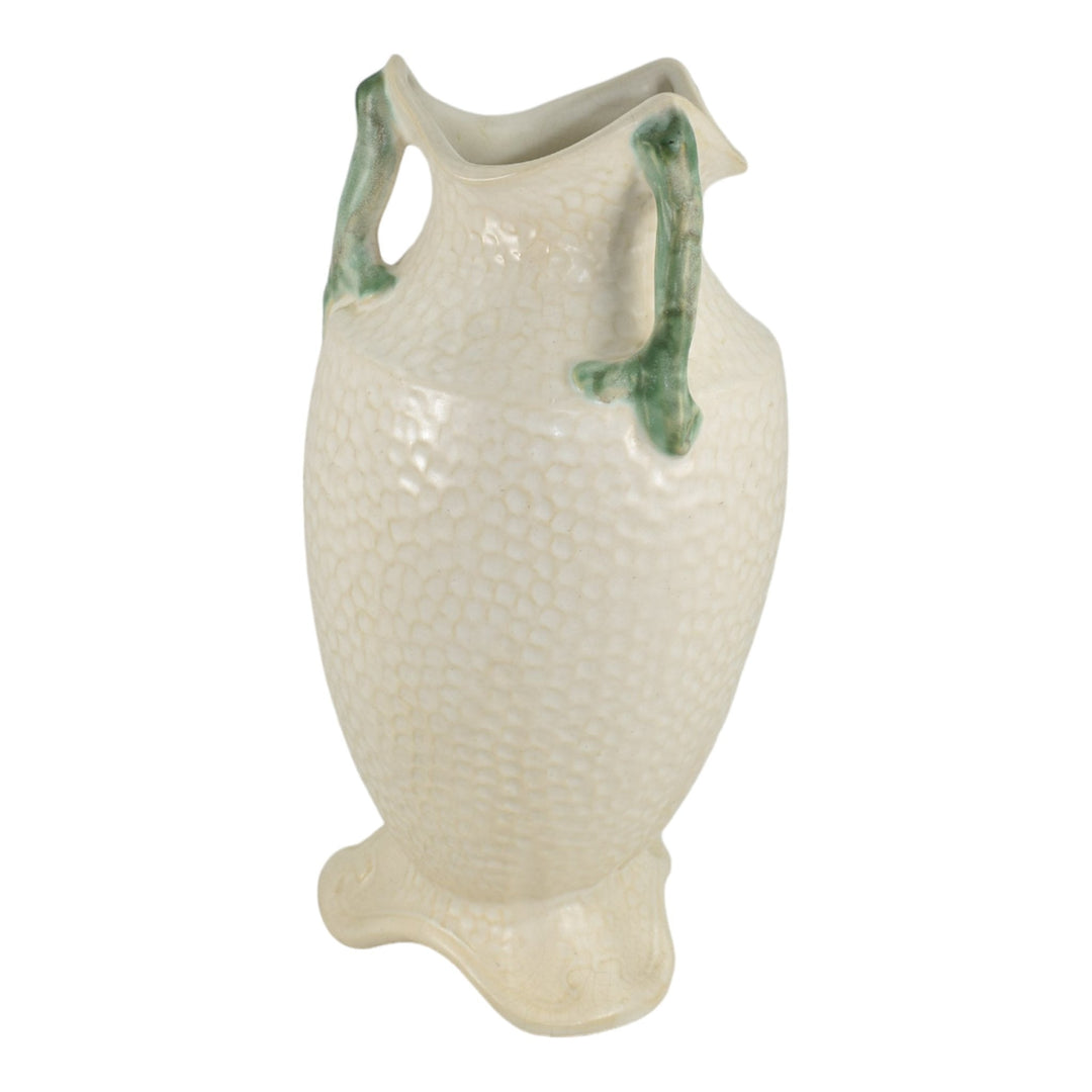 Weller Delsa 1930s Vintage Art Deco Pottery Pink Floral Handled Ceramic Vase