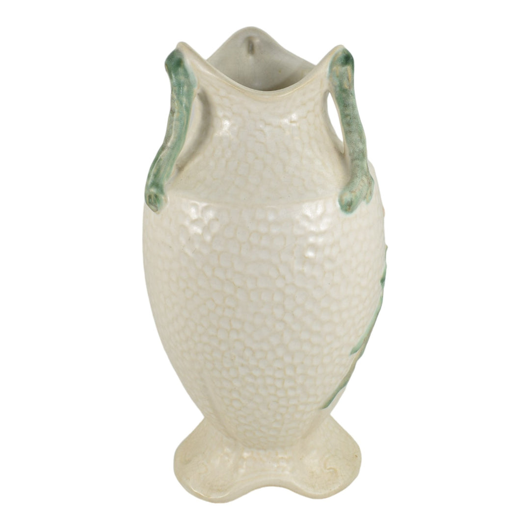Weller Delsa 1930s Vintage Art Deco Pottery Pink Floral Handled Ceramic Vase