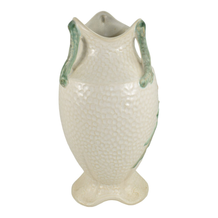 Weller Delsa 1930s Vintage Art Deco Pottery Pink Floral Handled Ceramic Vase