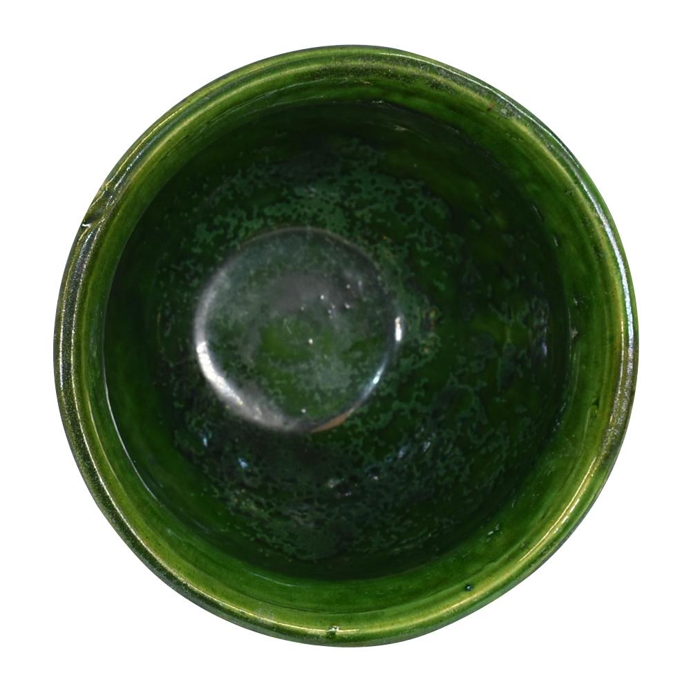 American Art Pottery Blended Majolica Yellow Green Ceramic Jardiniere Planter - Just Art Pottery